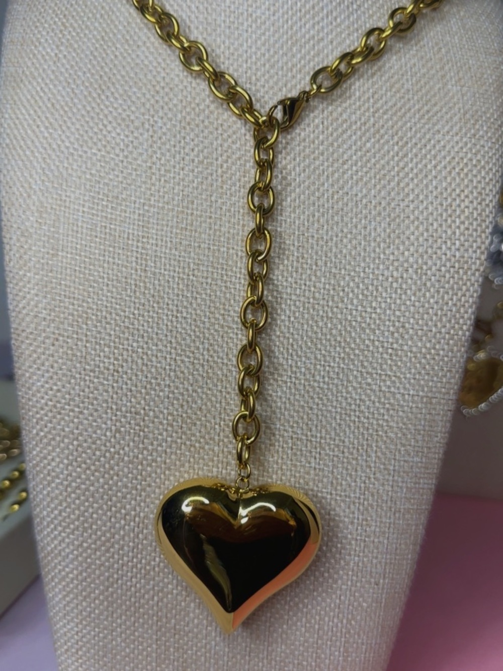 XL Gold Heart Pendant WRAPAROUND Necklace - Elegant Women's Jewelry